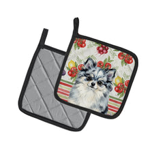 Load image into Gallery viewer, Blue Merle Pomeranian Vegetables Pair of Pot Holders