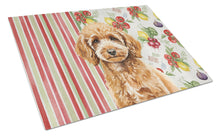 Load image into Gallery viewer, Miniature Apricot Poodle Vegetables Glass Cutting Board