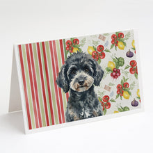 Load image into Gallery viewer, Miniature Black Poodle Vegetables Greeting Cards Pack of 8