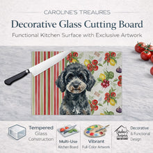 Load image into Gallery viewer, Miniature Black Poodle Vegetables Glass Cutting Board