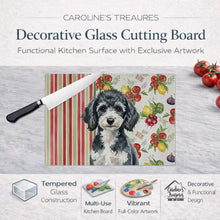 Load image into Gallery viewer, Miniature Parti Poodle Vegetables Glass Cutting Board