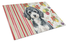 Load image into Gallery viewer, Miniature Parti Poodle Vegetables Glass Cutting Board