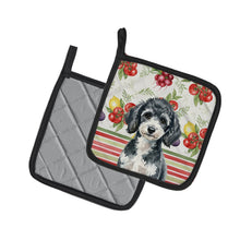 Load image into Gallery viewer, Miniature Parti Poodle Vegetables Pair of Pot Holders