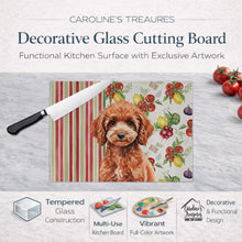 Load image into Gallery viewer, Miniature Red Poodle Vegetables Glass Cutting Board