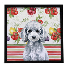 Load image into Gallery viewer, Miniature Silver Poodle Vegetables Framed Metal Print