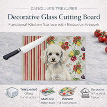 Load image into Gallery viewer, Miniature White Poodle Vegetables Glass Cutting Board