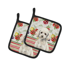 Load image into Gallery viewer, Miniature White Poodle Vegetables Pair of Pot Holders
