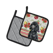 Load image into Gallery viewer, Standard Black Poodle Vegetables Pair of Pot Holders