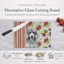 Load image into Gallery viewer, Standard Silver Poodle Vegetables Glass Cutting Board