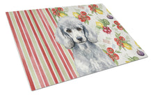 Load image into Gallery viewer, Standard Silver Poodle Vegetables Glass Cutting Board