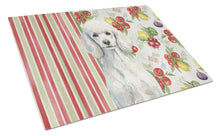 Load image into Gallery viewer, Standard White Poodle Vegetables Glass Cutting Board