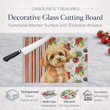 Load image into Gallery viewer, Toy Apricot Poodle Vegetables Glass Cutting Board
