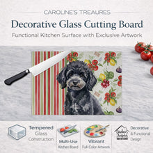 Load image into Gallery viewer, Toy Black Poodle Vegetables Glass Cutting Board