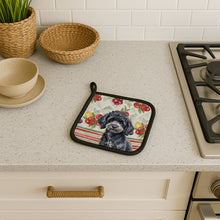 Load image into Gallery viewer, Toy Black Poodle Vegetables Pair of Pot Holders