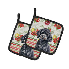 Load image into Gallery viewer, Toy Black Poodle Vegetables Pair of Pot Holders