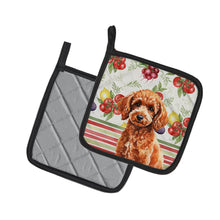 Load image into Gallery viewer, Toy Red Poodle Vegetables Pair of Pot Holders
