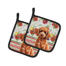 Load image into Gallery viewer, Toy Red Poodle Vegetables Pair of Pot Holders