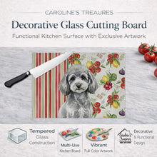 Load image into Gallery viewer, Toy Silver Poodle Vegetables Glass Cutting Board