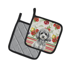Load image into Gallery viewer, Toy Silver Poodle Vegetables Pair of Pot Holders