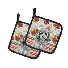 Load image into Gallery viewer, Toy Silver Poodle Vegetables Pair of Pot Holders