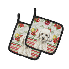 Load image into Gallery viewer, Toy White Poodle Vegetables Pair of Pot Holders