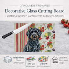 Load image into Gallery viewer, Black Portuguese Water Dog Vegetables Glass Cutting Board