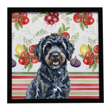 Load image into Gallery viewer, Black Portuguese Water Dog Vegetables Framed Metal Print
