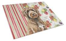 Load image into Gallery viewer, Brown Portuguese Water Dog Vegetables Glass Cutting Board