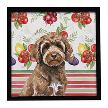 Load image into Gallery viewer, Brown Portuguese Water Dog Vegetables Framed Metal Print