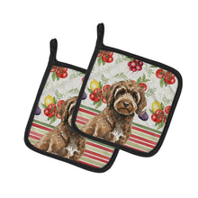 Load image into Gallery viewer, Brown Portuguese Water Dog Vegetables Pair of Pot Holders