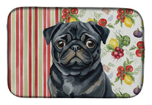 Load image into Gallery viewer, Black Pug Vegetables Dish Drying Mat