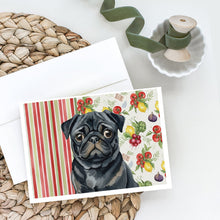 Load image into Gallery viewer, Black Pug Vegetables Greeting Cards Pack of 8