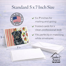 Load image into Gallery viewer, Black Pug Vegetables Greeting Cards Pack of 8