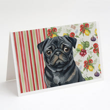 Load image into Gallery viewer, Black Pug Vegetables Greeting Cards Pack of 8