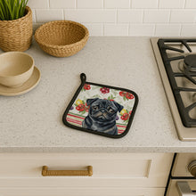 Load image into Gallery viewer, Black Pug Vegetables Pair of Pot Holders