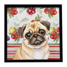 Load image into Gallery viewer, Fawn Pug Vegetables Framed Metal Print