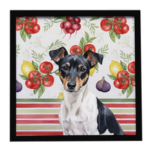 Load image into Gallery viewer, Black and White Rat Terrier Vegetables Framed Metal Print