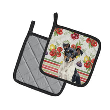 Load image into Gallery viewer, Black and White Rat Terrier Vegetables Pair of Pot Holders