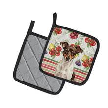 Load image into Gallery viewer, Chocolate and White Rat Terrier Vegetables Pair of Pot Holders