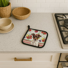 Load image into Gallery viewer, Chocolate and White Rat Terrier Vegetables Pair of Pot Holders