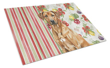 Load image into Gallery viewer, Rhodesian Ridgeback Vegetables Glass Cutting Board