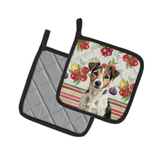 Load image into Gallery viewer, Tricolor Russell Terrier Vegetables Pair of Pot Holders