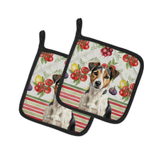 Load image into Gallery viewer, Tricolor Russell Terrier Vegetables Pair of Pot Holders