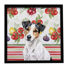 Load image into Gallery viewer, White with Black Markings Russell Terrier Vegetables Framed Metal Print