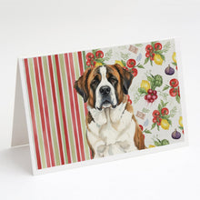 Load image into Gallery viewer, Brindle and White Saint Bernard Vegetables Greeting Cards Pack of 8