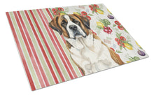 Load image into Gallery viewer, Brindle and White Saint Bernard Vegetables Glass Cutting Board