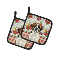 Load image into Gallery viewer, Brindle and White Saint Bernard Vegetables Pair of Pot Holders