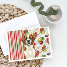 Load image into Gallery viewer, Brown and White Saint Bernard Vegetables Greeting Cards Pack of 8