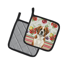 Load image into Gallery viewer, Brown and White Saint Bernard Vegetables Pair of Pot Holders
