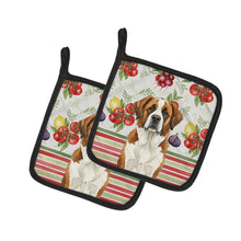 Load image into Gallery viewer, Brown and White Saint Bernard Vegetables Pair of Pot Holders